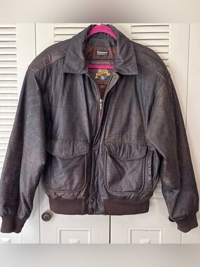Vtg Wilsons Adventure Bound Leather Bomber Aviator Flight Jacket Size Medium